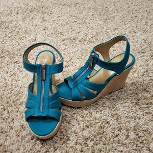 Michael Kors Berkley Wedge Espadrille Sandals, Tile Blue